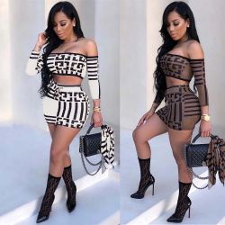 Off Shoulder Crop Top Mini Skirt set