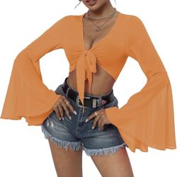 Bell Sleeve Crop Top 