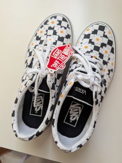 Vans Women's Doheny Low Top Canvas Flowers Checkerboard Shoes Size 8