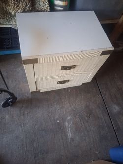 White 2-Drawer Nightstand with Brass Hardware