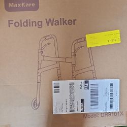 NEW In Box MaxKare Folding Walker with Wheels