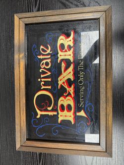 Vintage Style “Private Bar” Framed Wall Sign