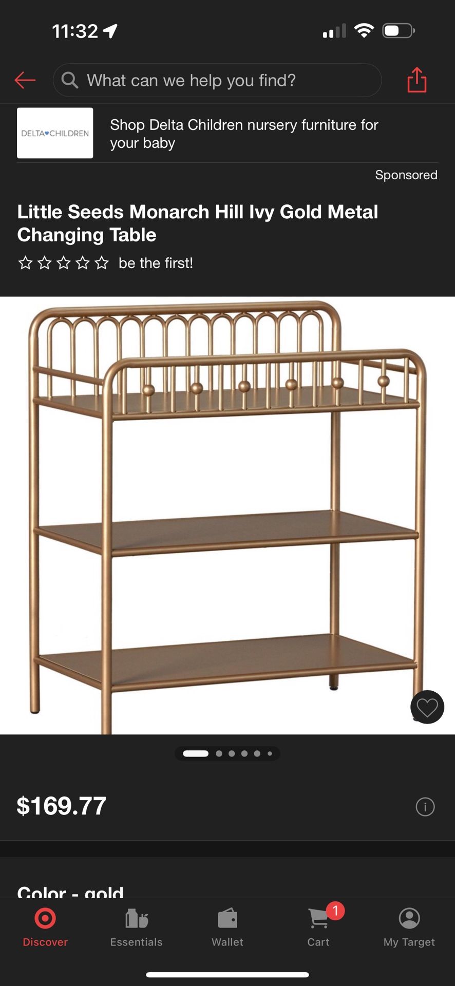 Gold Changing Table *MUST SELL*