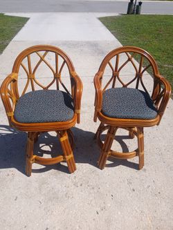 Boho Natural Rattan Swivel Barstools