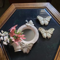 White mirror with butterfly