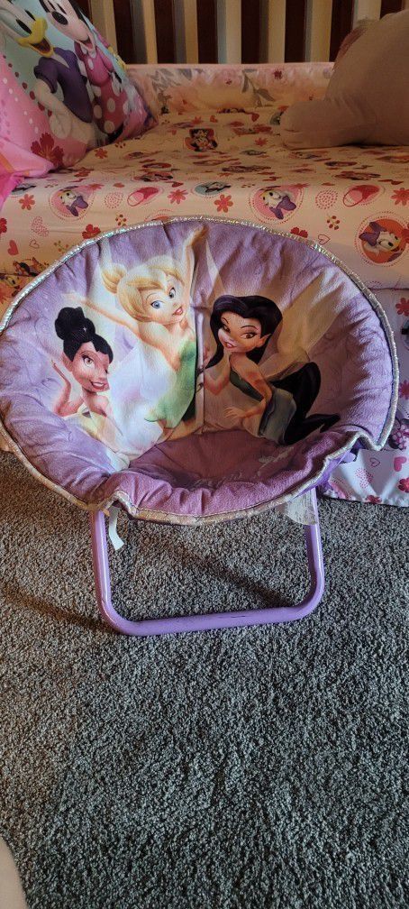 Chair Disney Kids 🧚♀️ 🧚♂️ 🧚♀️ Faries Tinkerbell Childs Chair Saucer Foldable