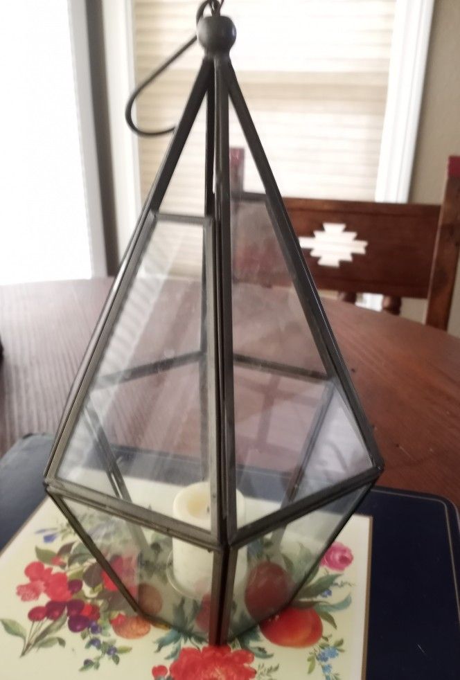  Enclosed All Glass Lantern Hexagonal Diamond Shaped. Indoor/outdoor 