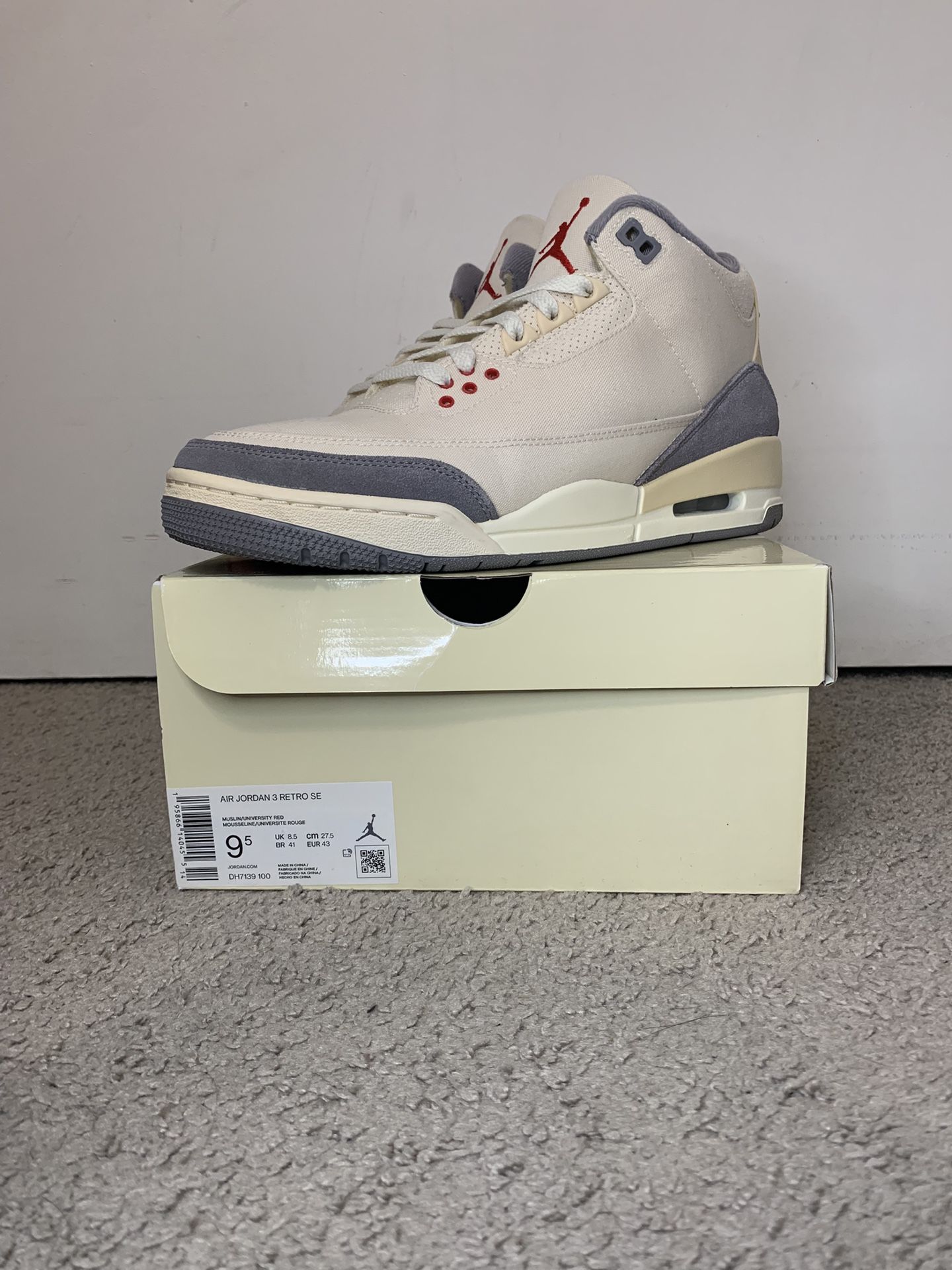 VNDS JORDAN 3 MUSLIN SIZE 9.5 