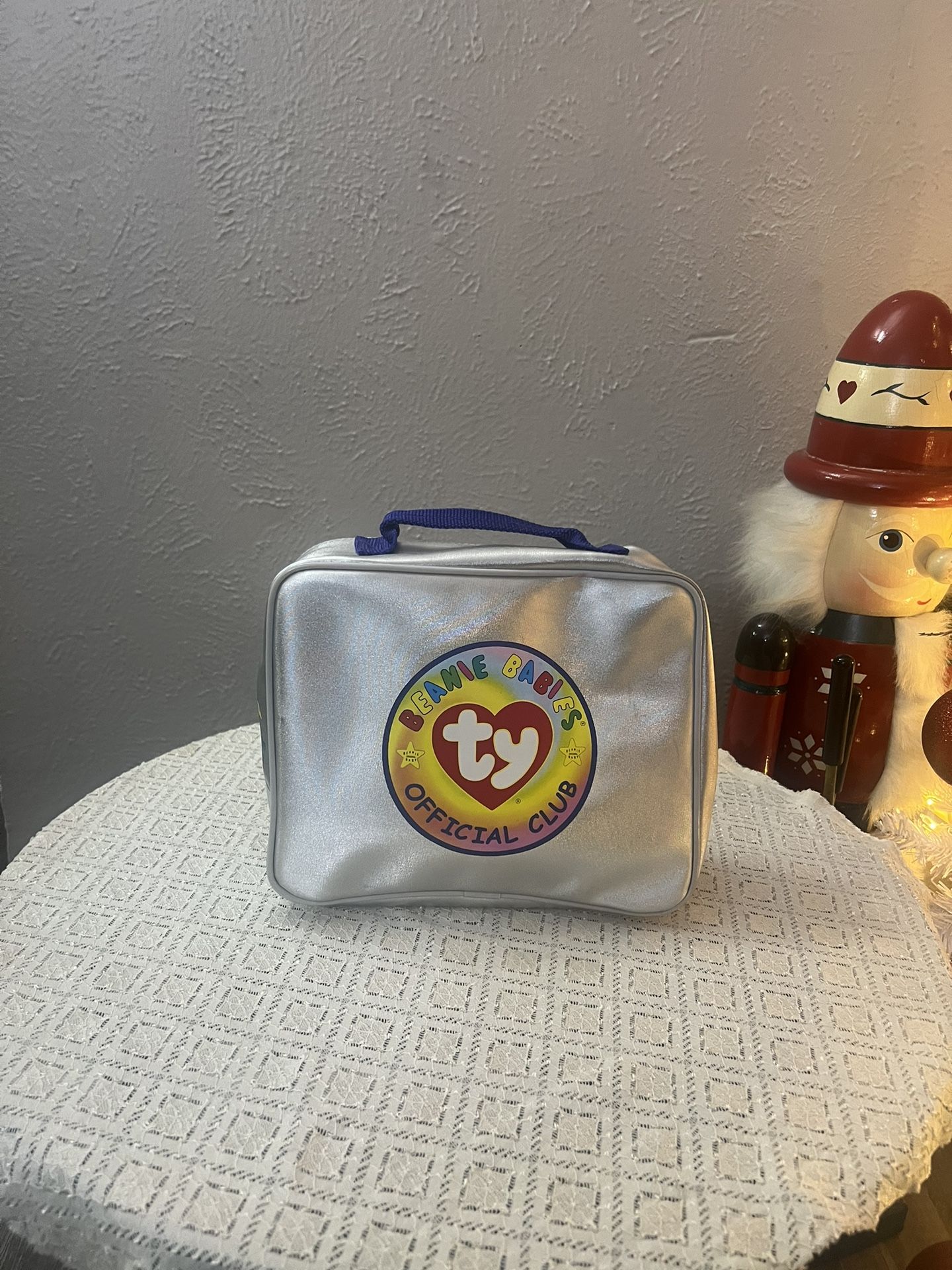 1999 TY Beanie Babies Official Club Silver Zipper Bag 10" x 8" x 3.5" Empty