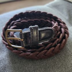 Brown Braided Belt with Bronze Buckle (M/L)