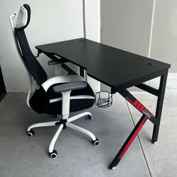 New In Box 47 Inch Gaming Gamer Desk Table With Premium Mesh Reclining Computer Game Chair Officer Furniture Combo Set 