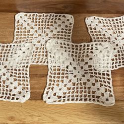 Crochet art doilies 6” by 6” , set of 4; new