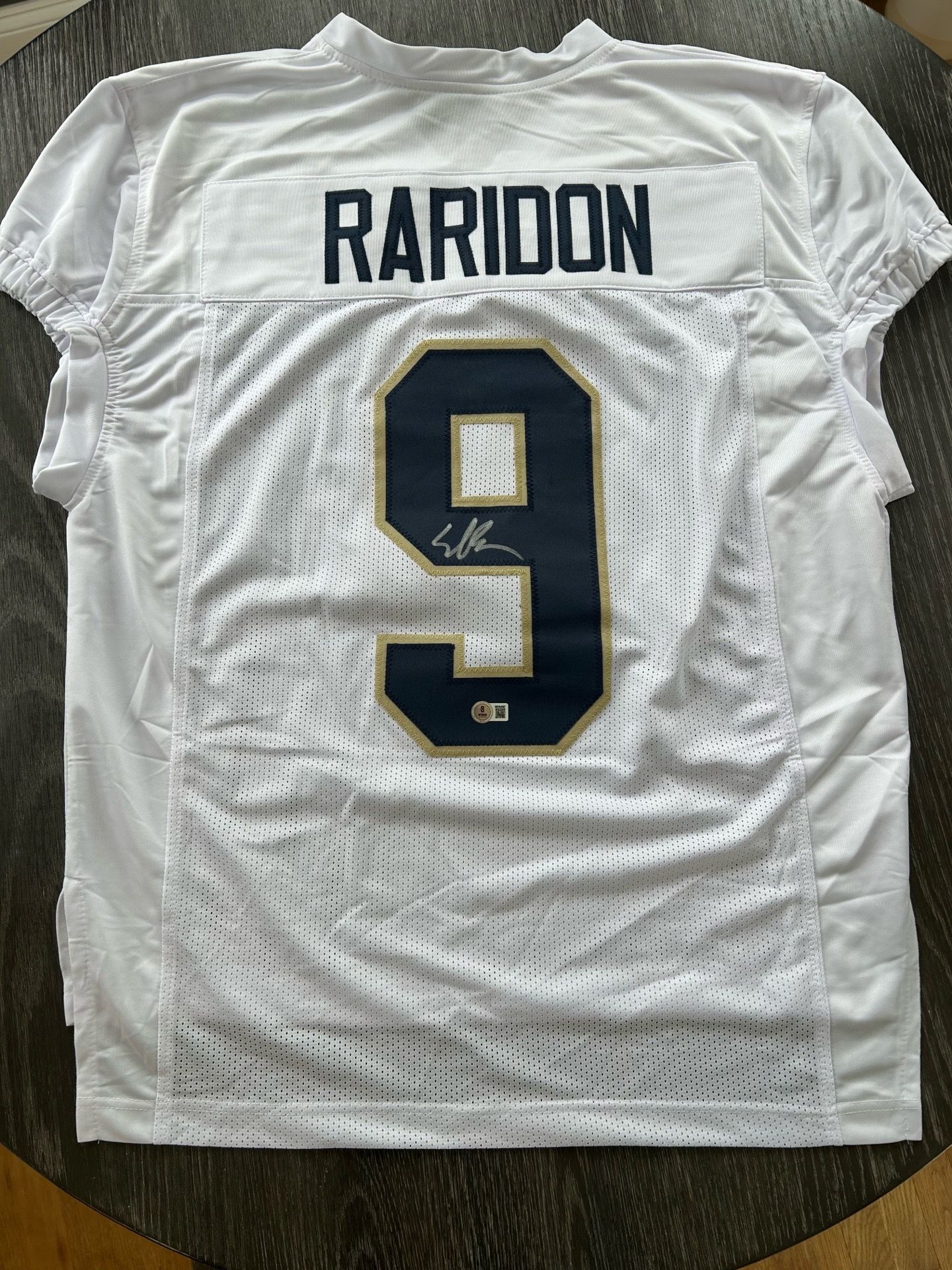 Eli Raridon Autographed Notre Dame Fighting Irish Custom Jersey #9 (BAS Cert.)