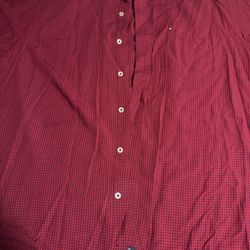 Tommy Hilfiger Mens Button Down Red And Blue Checkered Large Retro