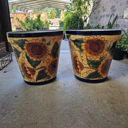 Talavera Sunflower Vase Clay Pots, Planters,Plants, Pottery. $65 each
