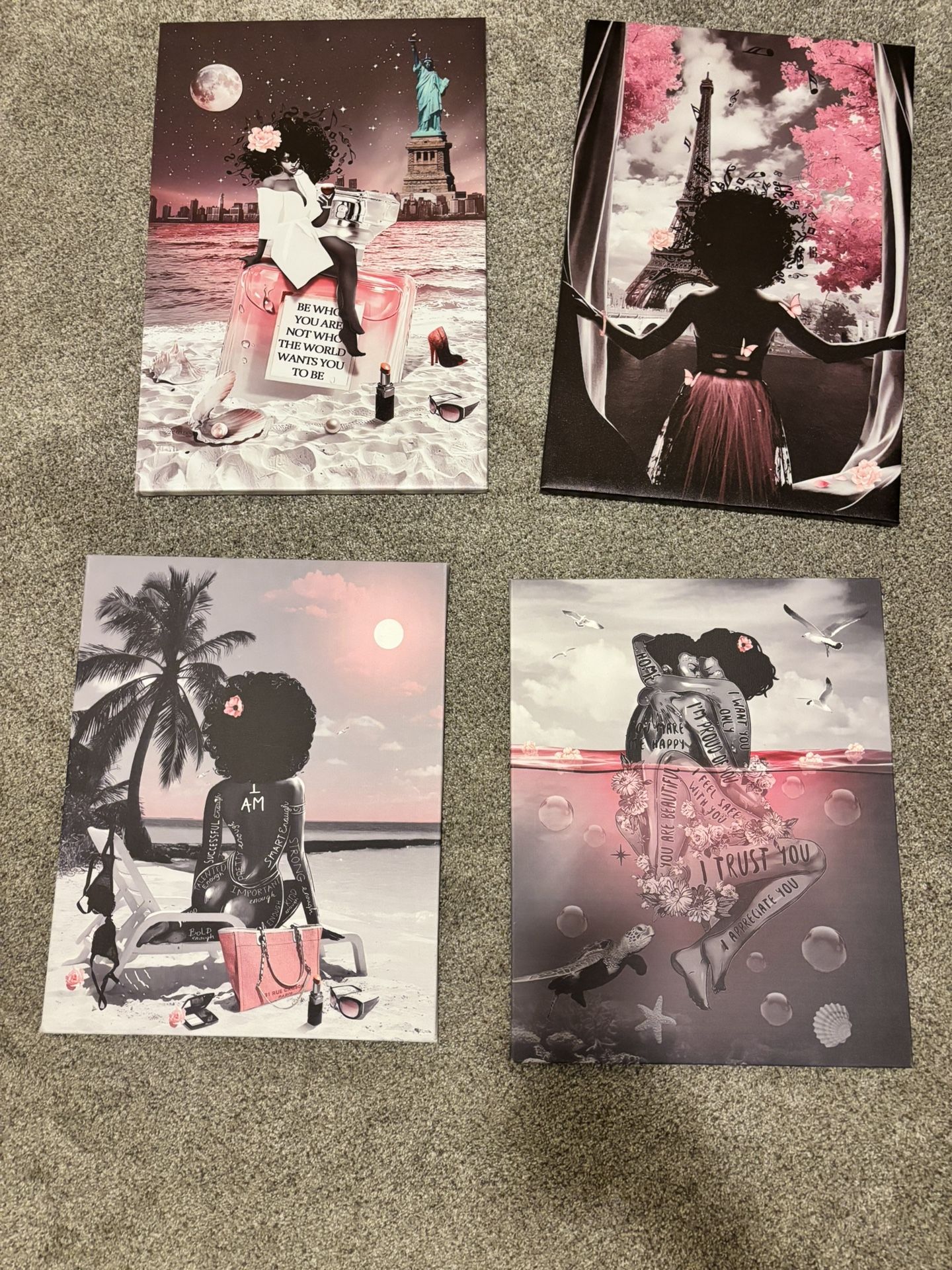 Set of 4 Afrocentric Art Prints – 16x20 – Vibrant, Feminine & Stylish