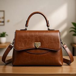 Local Warehouse | Women's Genuine Leather Messenger Bag - Classic Professional Style, Gold Hardware, Secure Buckle Closure, Black/Coffee Brown Options
