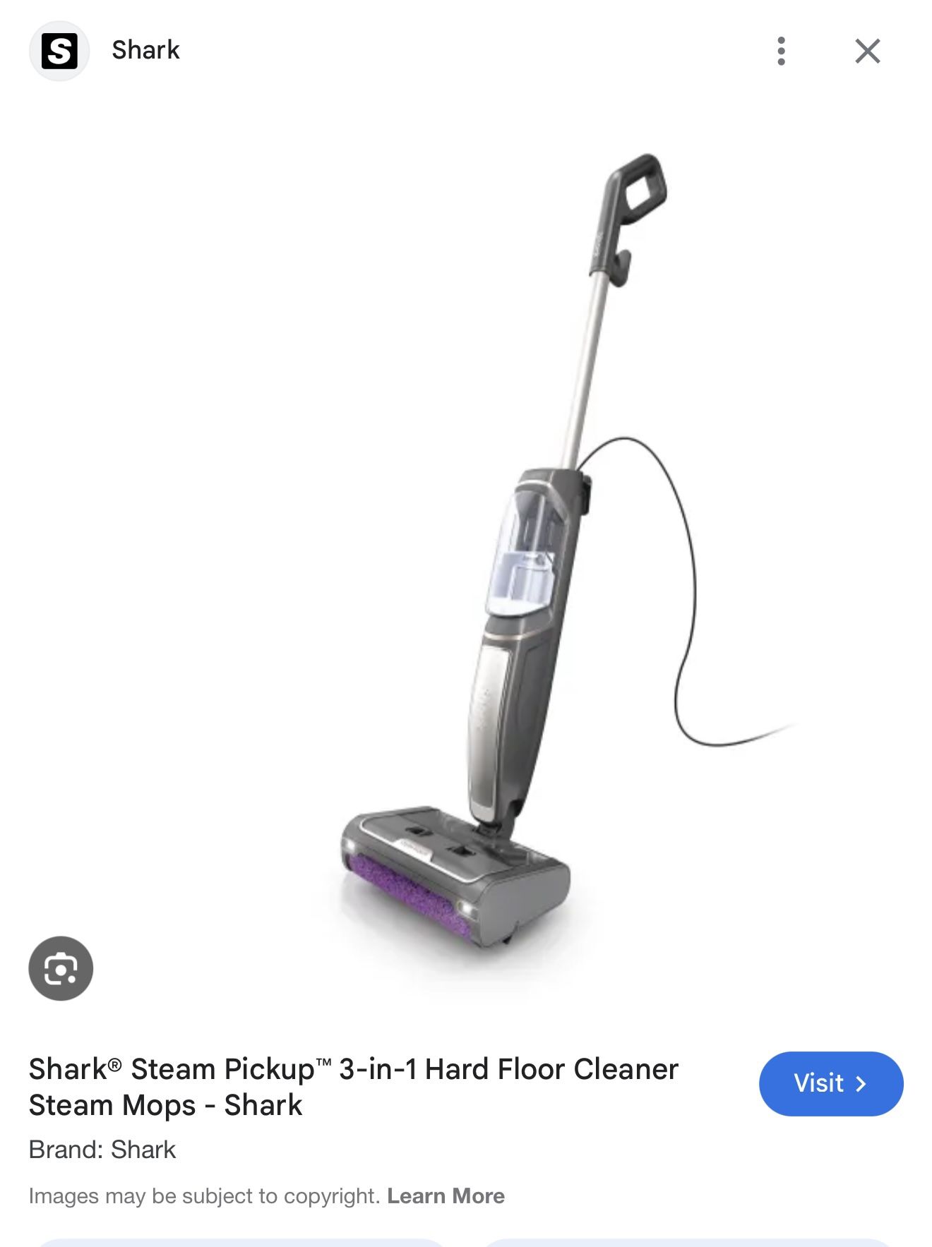 Shark Steam Pickup 3-in-1 Steam Mop Picks Up Debris, Deep Scrubs, & Steam Sanitizes - All At Once, Lightweight Steam Cleaner for Home with Sealed Hard