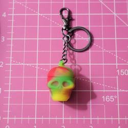 Gunmetal Hardwared Red/Yellow/Green 3ml Silicone Skull WAX/DAB/OIL/RX STORAGE CONTAINER KEYCHAIN 