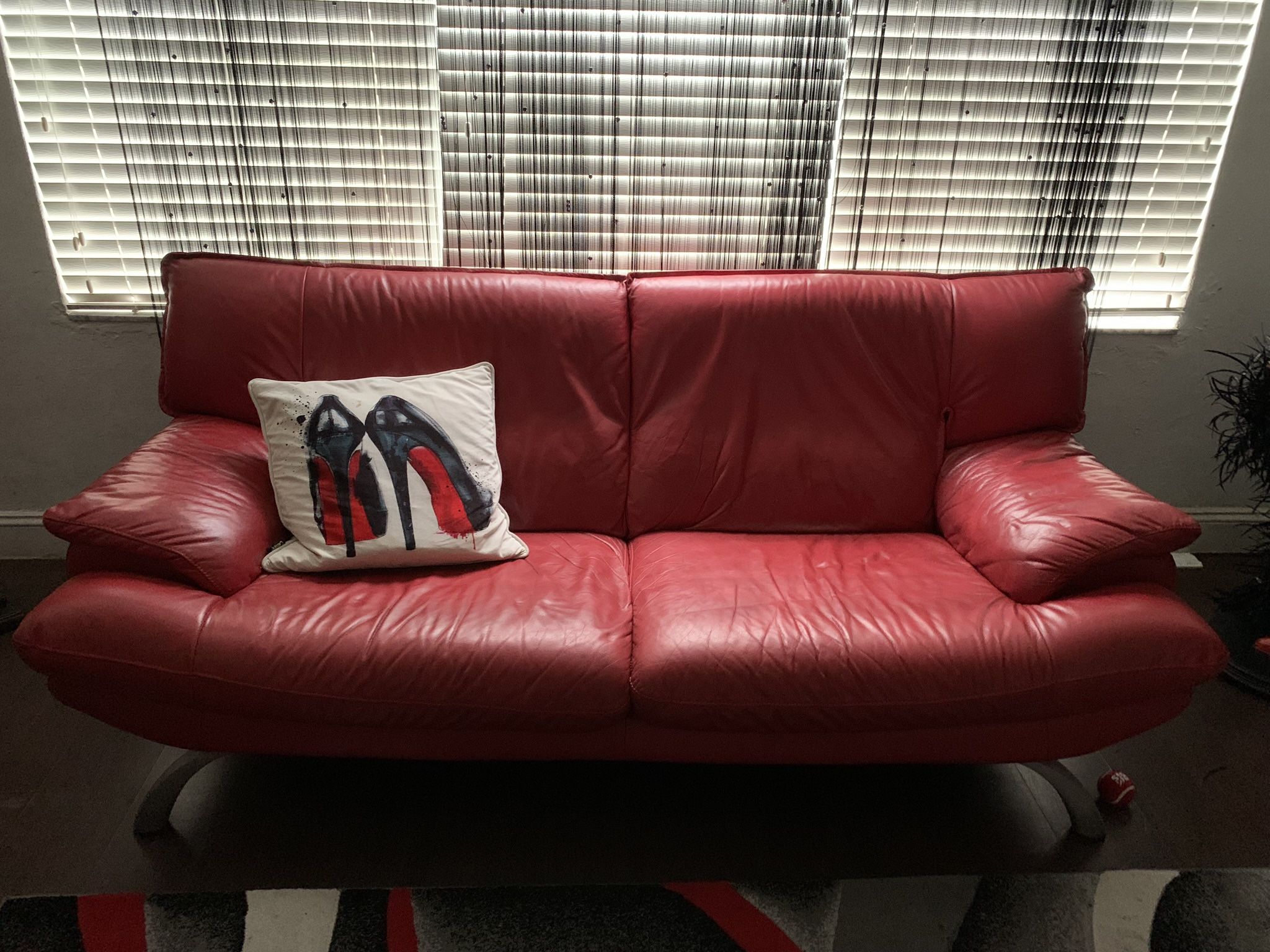 Red Leather Sofa