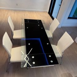 Expandable Glass dining Table  ( 49”-59 Or 69”)