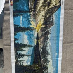 Handcrafted Diamond Painting –Mountain Lake Landscape (70x40 cm)