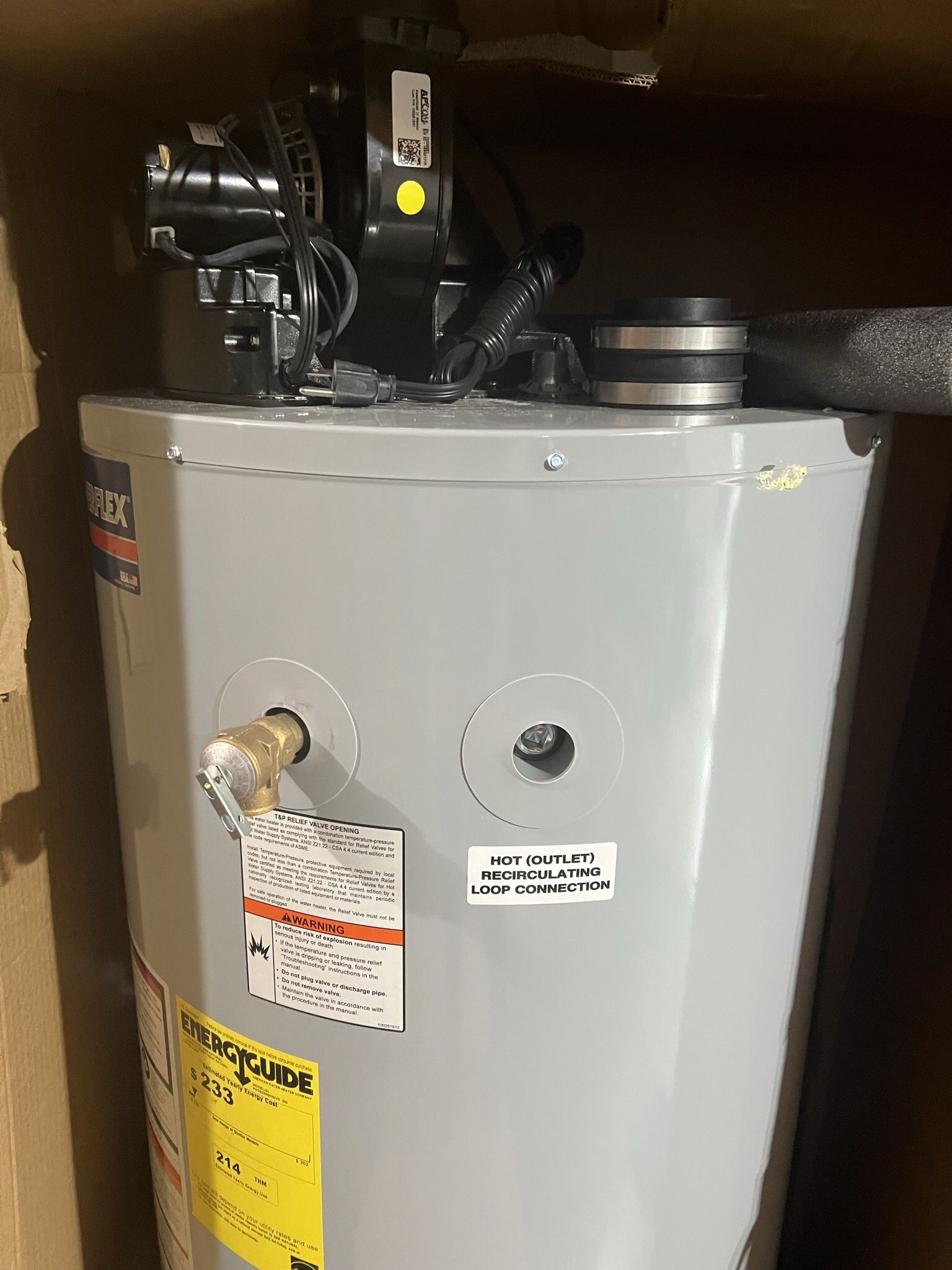 Natural gas, hot water heater
