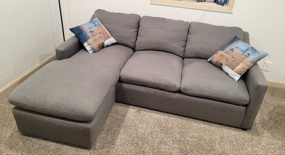 Charcoal Grey Sofa W/ Reversible Chaise