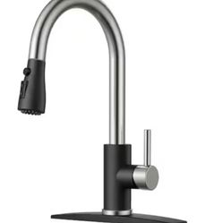 1-Handle Kitchen Faucet w/Pull Down Sprayer Kitchen Sink Faucet in Black Nickel