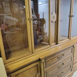 Vintage China Cabinet 2 Piece 
