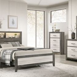 Rhett Brown/Cream LED Platform Bedroom Set