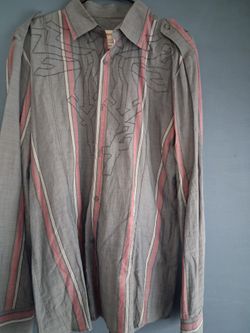 DIESEL Striped Button-Up Shirt with Embroidery