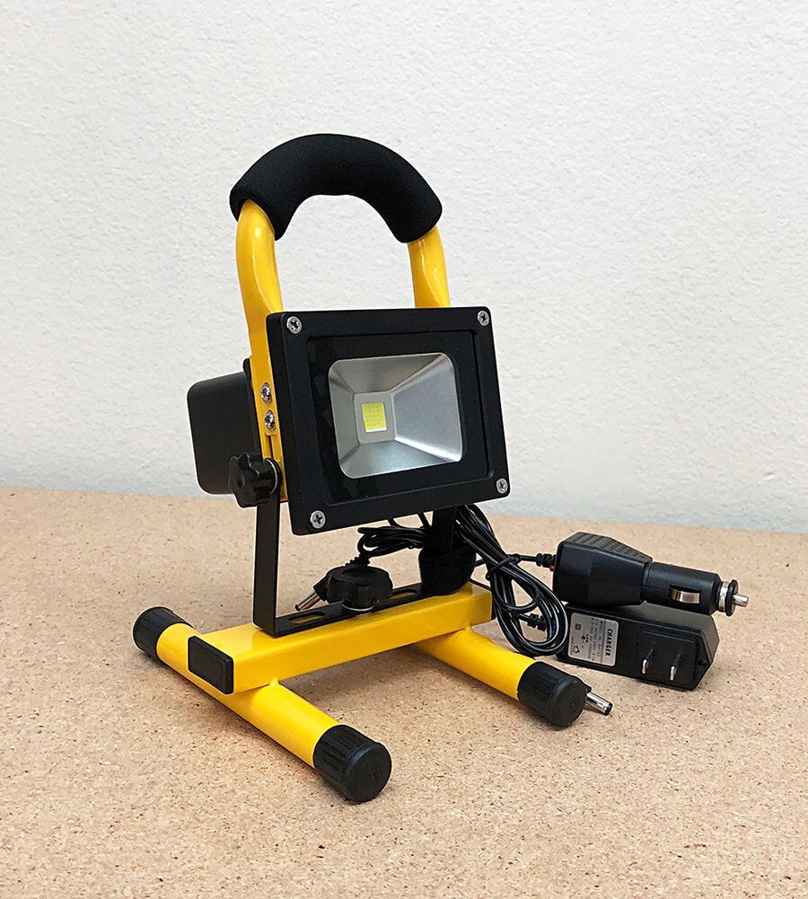 (NEW) $25 each Cordless 10W Portable Work Light Rechargeable LED Flood Spot Camping Lamp (Red or Yellow)