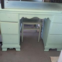 Green desk with chair