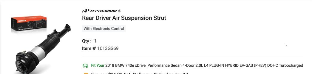 Rear Driver Side Air Strut 2018 BMW 740e
