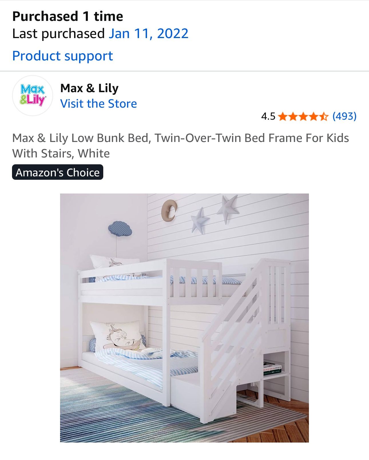 Max And Lily Bunk Bed With Stairs 