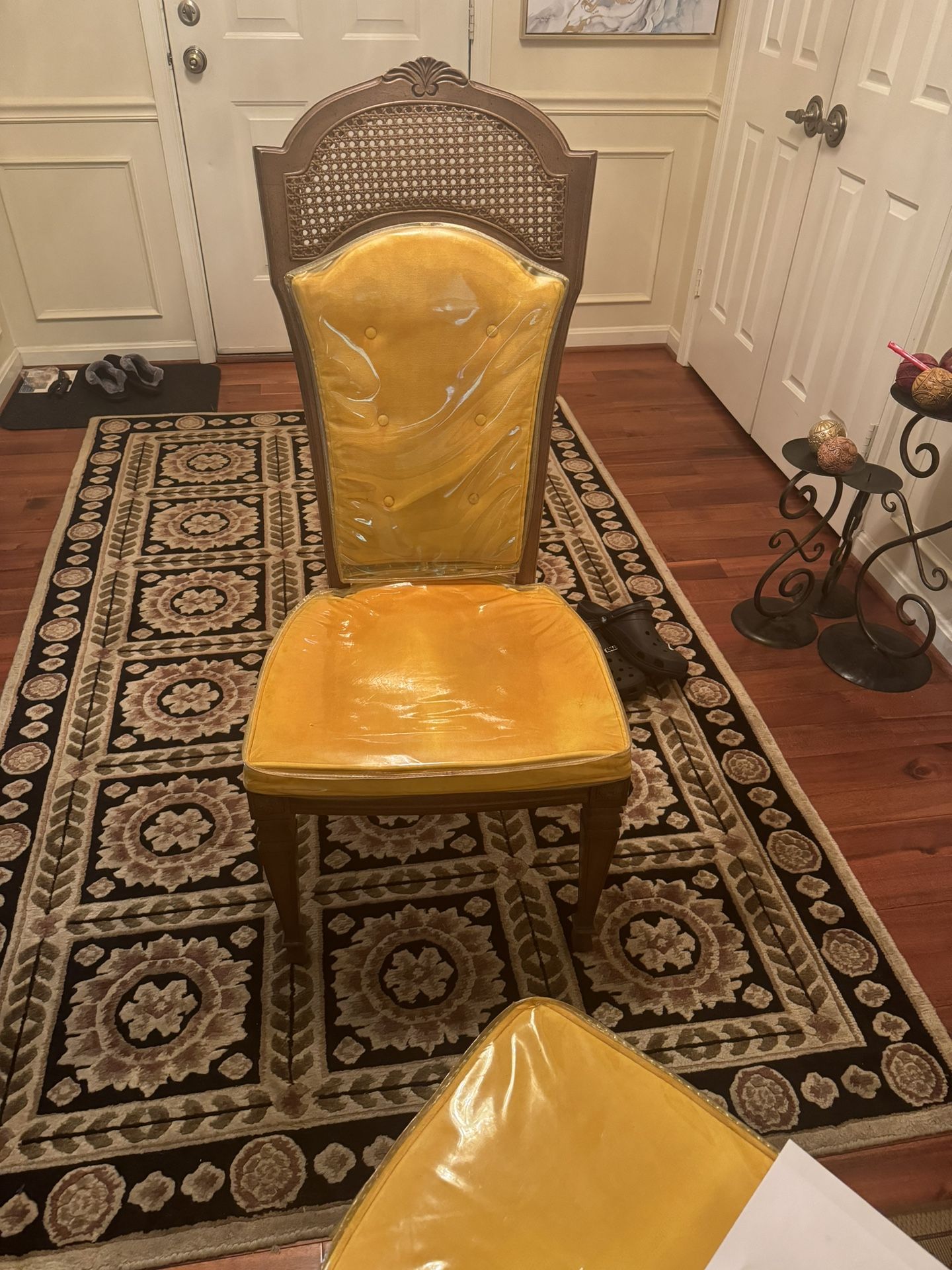 Reduced. Possibly Stanley Or Thomasville. Vintage Velvet And Cane Chairs (2)