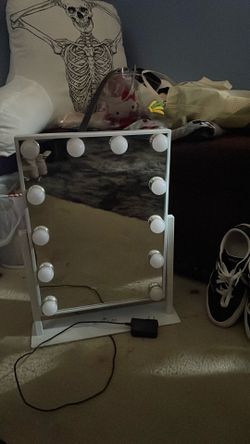 White vanity desk mirror