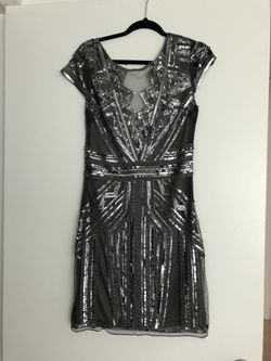 Jus D’Orange Grey Sequins Dress - Size L
