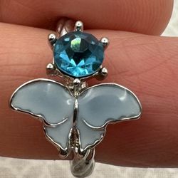 439-RTT The “Blues” Blue Butterfly With Blue Topaz Color On Stainless Steel New