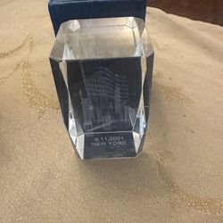WTC Skyline NYC, Crystal Clear Laser Light Paper Weight