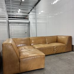 West Elm Leather Modular Sofa 