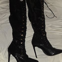 Thigh-high Sequin Stiletto Boots size 9