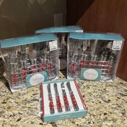 3 Sets Of 20 Piece Flatware Set With Caddy + Set Of 4 Spreaders 