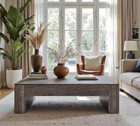 New assembled HL0201 Living Room Rectangular Coffee Table, 51-Inch Farmhouse Accent Center Cocktail