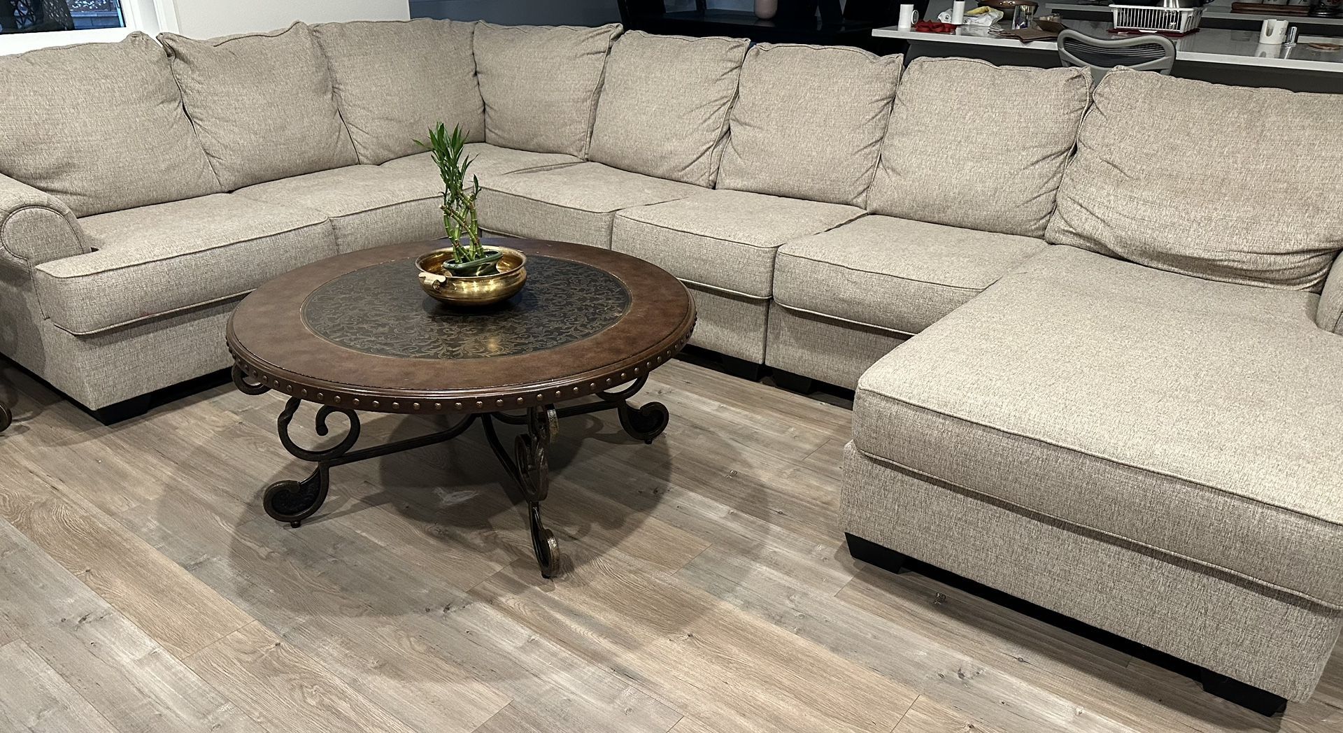 Ashley Fabric Sectional Sofa – Disassemblable, Pickup Only