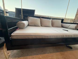 Patio porch swing, installed (hung) on owners property basic installation, including mattress and covers