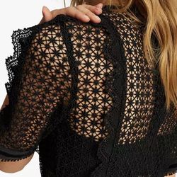 NW REISS Black Athena Lace Top Bodice Pleated A-Line Skirt LBD Dress 