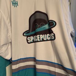 Spaceballs Space pucks Reversible Hot Hot Hockey Jersey May The Schwartz Be With You Size Large New 