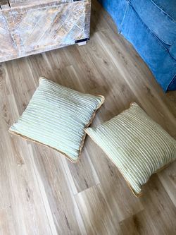 Set of 2 Green Striped Throw Pillows
